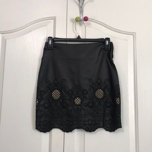 Black leather/tan skirt - size small